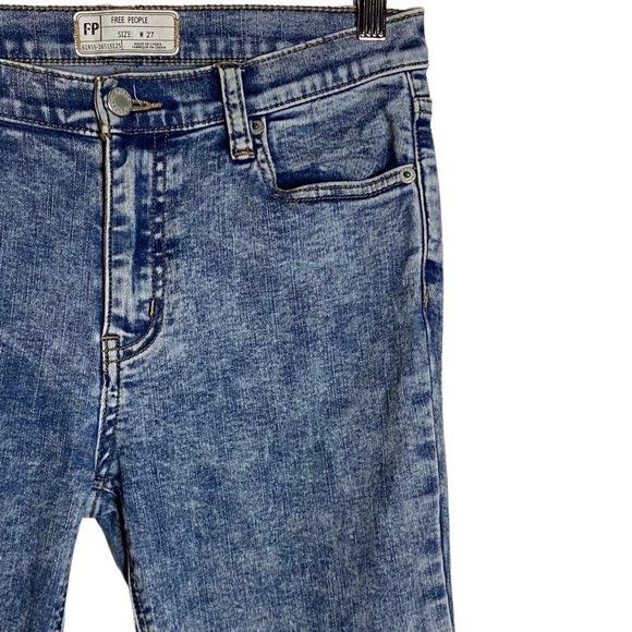 Free People Great Heights Acid Wash Fray Hem Skinny Jeans Stretch Distressed 27 - Picture 7 of 16